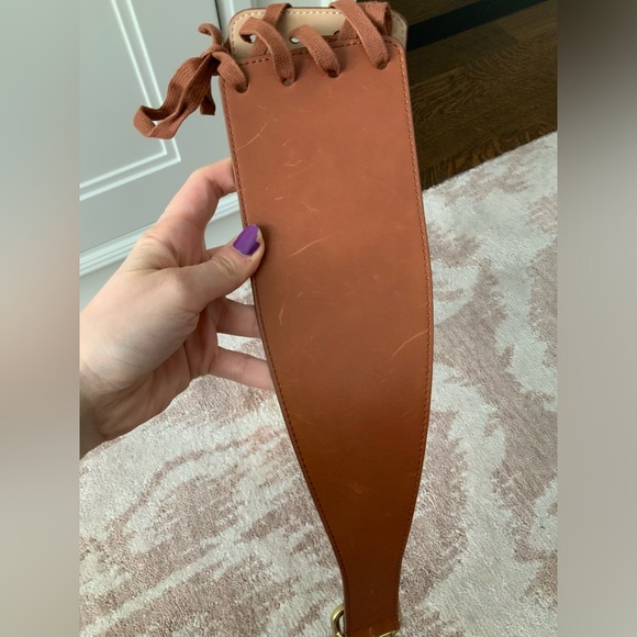 BABATON ARITZIA Smooth Leather Brown Lace Corset Thick Belt Women’s Size Small - Picture 14 of 16